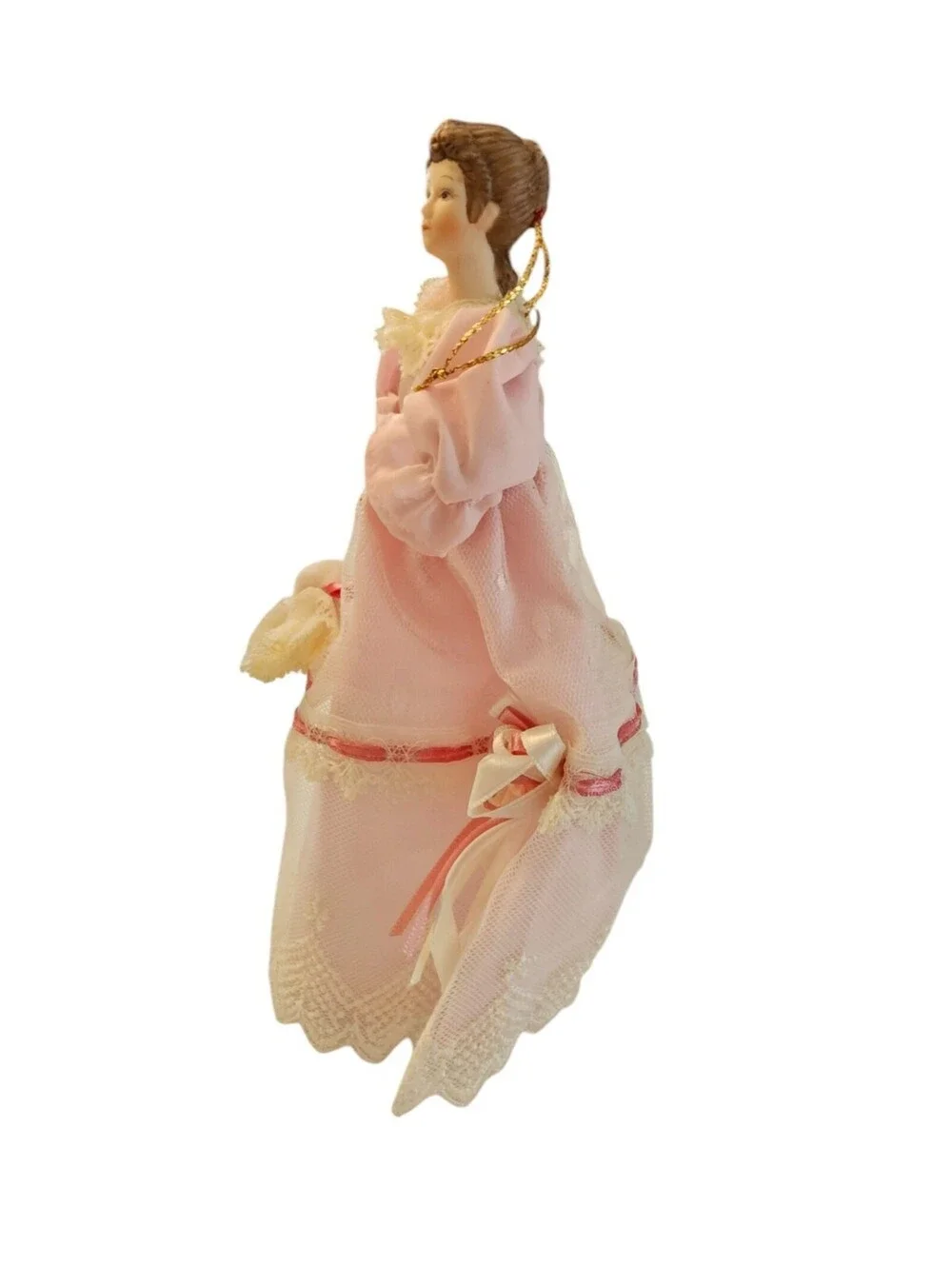 Vintage Christmas Tree Topper Angel Light Pink Porcelain Victorian